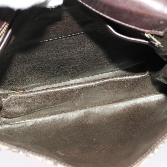 CELINE C Sulky Shoulder Bag Canvas Beige Gold Auth 140291