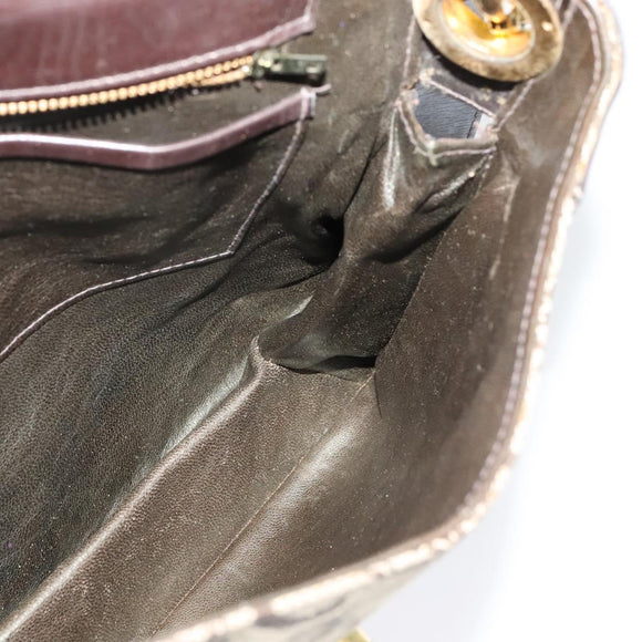 CELINE C Sulky Shoulder Bag Canvas Beige Gold Auth 140291