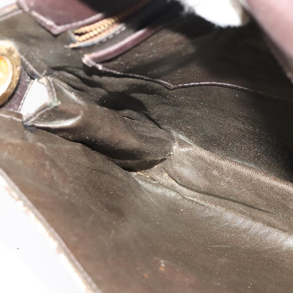 CELINE C Sulky Shoulder Bag Canvas Beige Gold Auth 140291