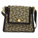 CELINE C Sulky Shoulder Bag Canvas Beige Gold Auth 140291-13