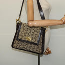 CELINE C Sulky Shoulder Bag Canvas Beige Gold Auth 140291-22