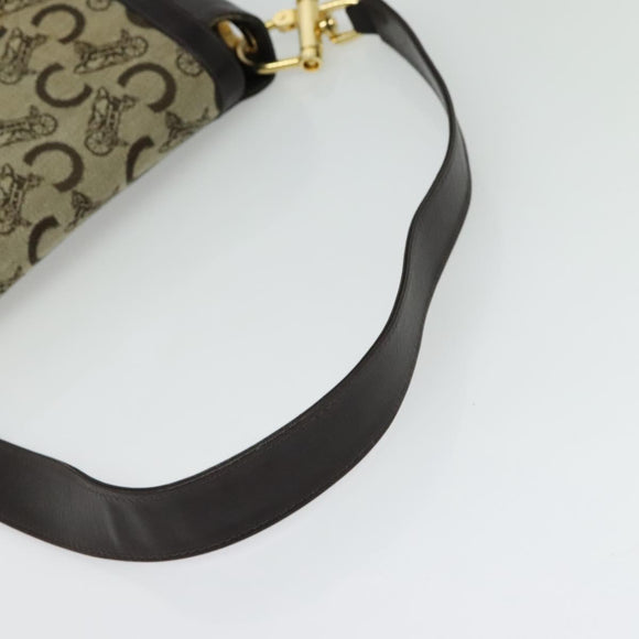CELINE C Sulky Shoulder Bag Canvas Beige Gold Auth 140291