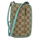 GUCCI GG Canvas Shoulder Bag Beige Silver 124616 Auth 140310-1