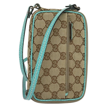 GUCCI GG Canvas Shoulder Bag Beige Silver 124616 Auth 140310