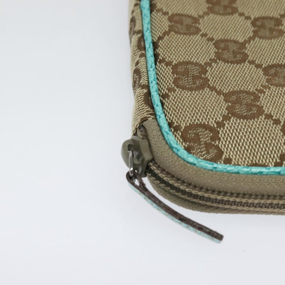 GUCCI GG Canvas Shoulder Bag Beige Silver 124616 Auth 140310