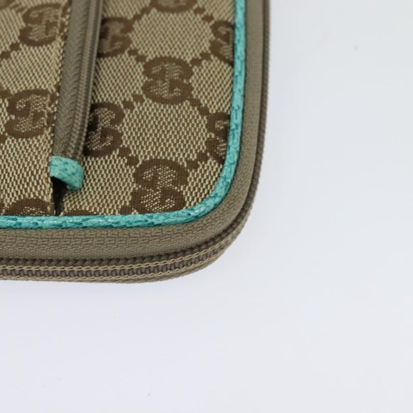 GUCCI GG Canvas Shoulder Bag Beige Silver 124616 Auth 140310