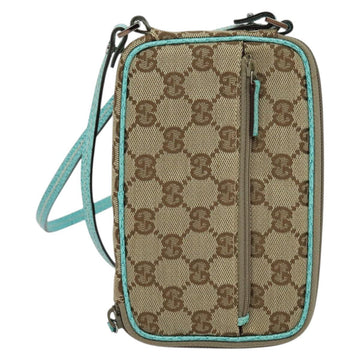 GUCCI GG Canvas Shoulder Bag Beige Silver 124616 Auth 140310 - 0