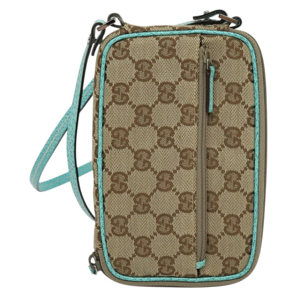 GUCCI GG Canvas Shoulder Bag Beige Silver 124616 Auth 140310