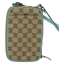 GUCCI GG Canvas Shoulder Bag Beige Silver 124616 Auth 140310-3