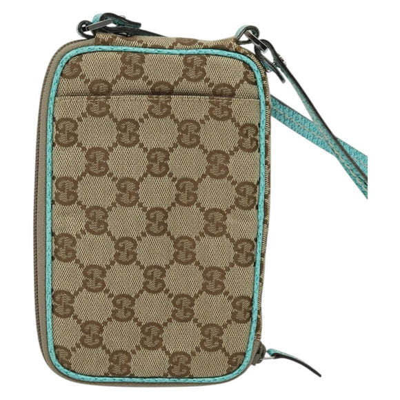 GUCCI GG Canvas Shoulder Bag Beige Silver 124616 Auth 140310