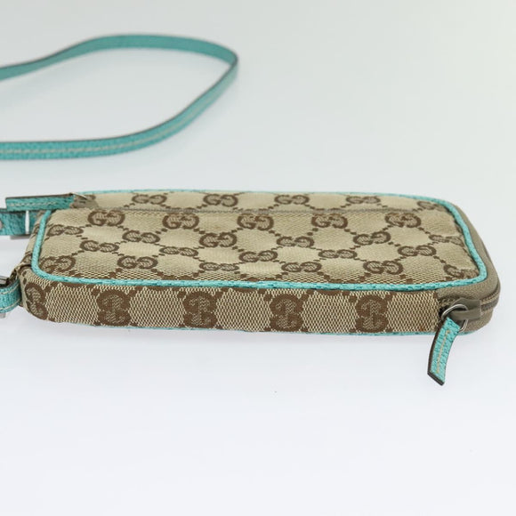 GUCCI GG Canvas Shoulder Bag Beige Silver 124616 Auth 140310