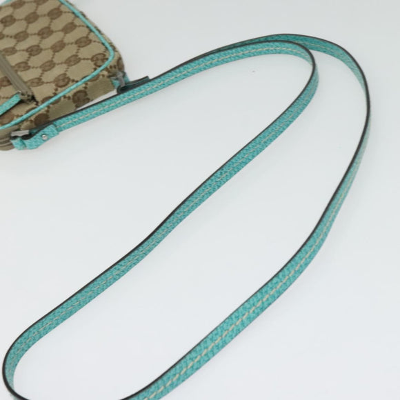 GUCCI GG Canvas Shoulder Bag Beige Silver 124616 Auth 140310