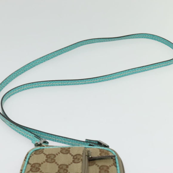 GUCCI GG Canvas Shoulder Bag Beige Silver 124616 Auth 140310