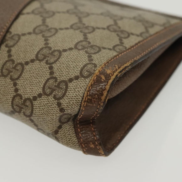 GUCCI GG Supreme Web Sherry Line Clutch Bag PVC Beige 156 01 032 Auth 140311
