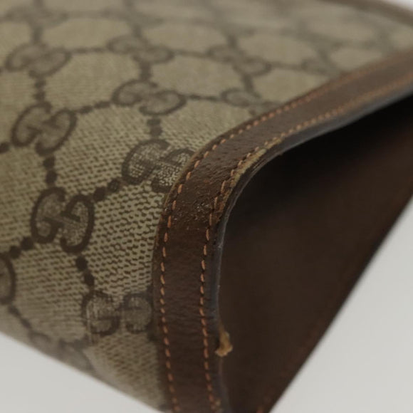 GUCCI GG Supreme Web Sherry Line Clutch Bag PVC Beige 156 01 032 Auth 140311