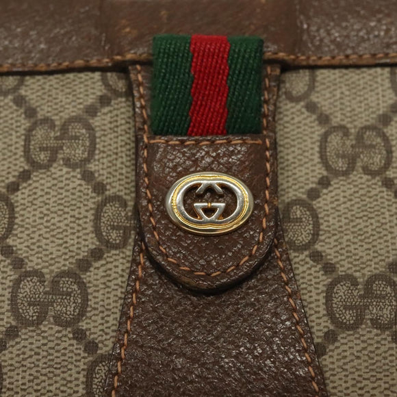 GUCCI GG Supreme Web Sherry Line Clutch Bag PVC Beige 156 01 032 Auth 140311