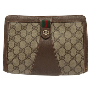 GUCCI GG Supreme Web Sherry Line Clutch Bag PVC Beige 156 01 032 Auth 140311 - 0