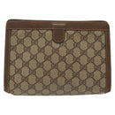 GUCCI GG Supreme Web Sherry Line Clutch Bag PVC Beige 156 01 032 Auth 140311-3