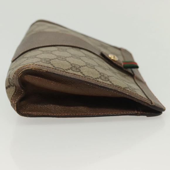 GUCCI GG Supreme Web Sherry Line Clutch Bag PVC Beige 156 01 032 Auth 140311