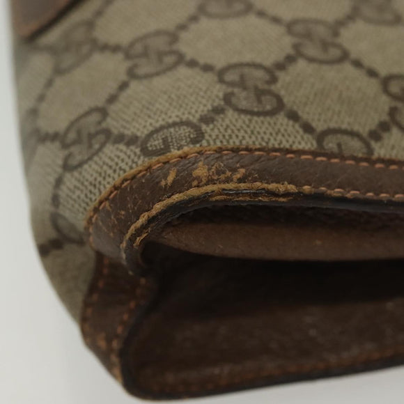 GUCCI GG Supreme Web Sherry Line Clutch Bag PVC Beige 156 01 032 Auth 140311