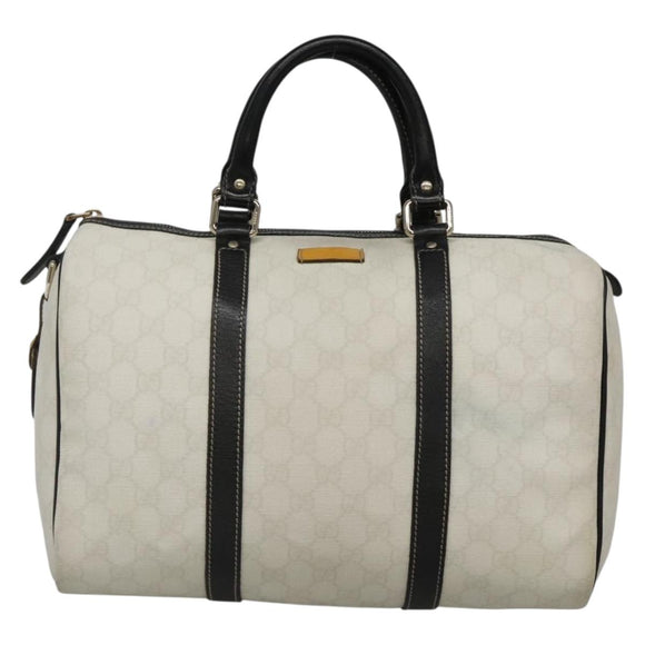 GUCCI GG Supreme Boston Bag PVC White Gold 193603 Auth 140312