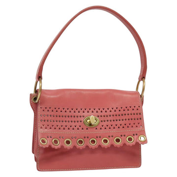 Miu Miu Shoulder Bag Leather Pink Gold Auth 140313
