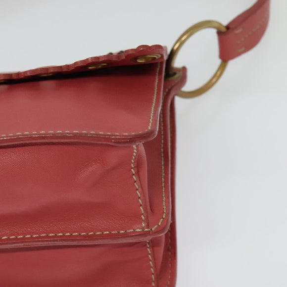 Miu Miu Shoulder Bag Leather Pink Gold Auth 140313