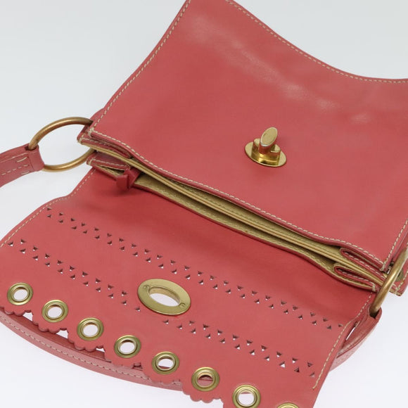 Miu Miu Shoulder Bag Leather Pink Gold Auth 140313
