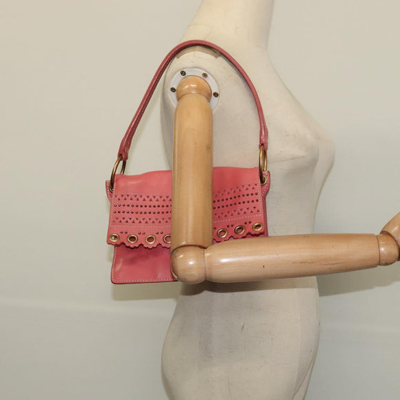 Miu Miu Shoulder Bag Leather Pink Gold Auth 140313