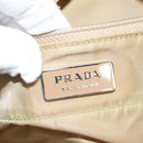 PRADA Tote Bag Nylon Beige Silver Auth 140315-16
