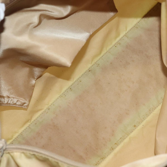 PRADA Tote Bag Nylon Beige Silver Auth 140315