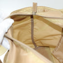 PRADA Tote Bag Nylon Beige Silver Auth 140315-19