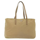 PRADA Tote Bag Nylon Beige Silver Auth 140315-2