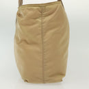PRADA Tote Bag Nylon Beige Silver Auth 140315-5