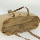 PRADA Tote Bag Nylon Beige Silver Auth 140315-6