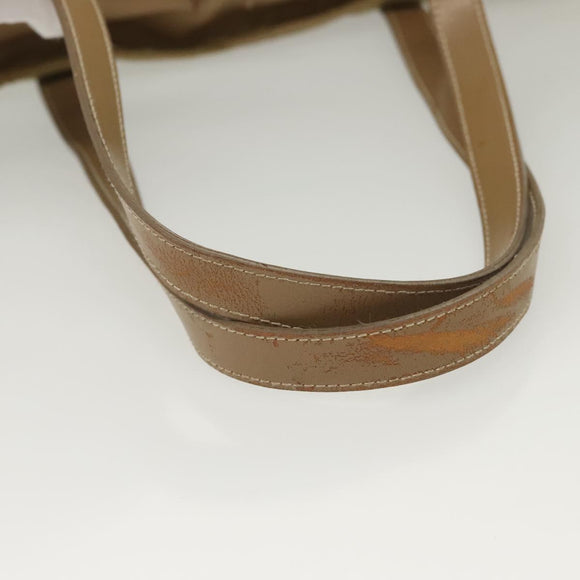PRADA Tote Bag Nylon Beige Silver Auth 140315