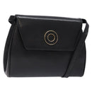 CELINE Shoulder Bag Leather Black Gold Auth 140316-1