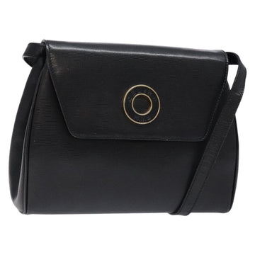CELINE Shoulder Bag Leather Black Gold Auth 140316