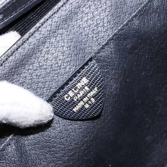 CELINE Shoulder Bag Leather Black Gold Auth 140316