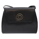 CELINE Shoulder Bag Leather Black Gold Auth 140316-2