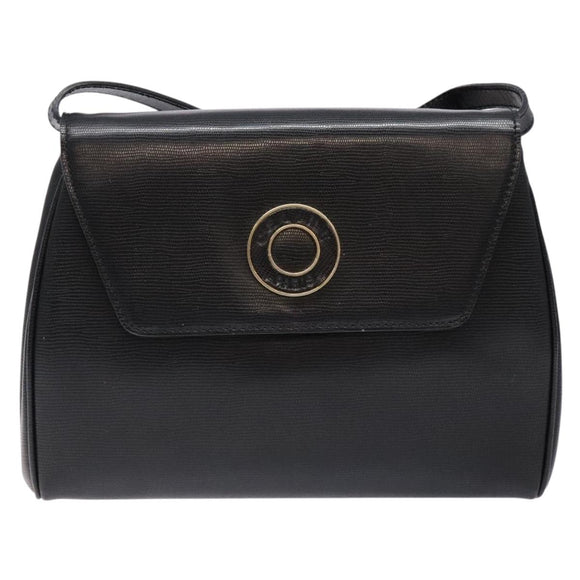 CELINE Shoulder Bag Leather Black Gold Auth 140316