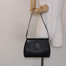 CELINE Shoulder Bag Leather Black Gold Auth 140316-21