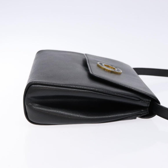 CELINE Shoulder Bag Leather Black Gold Auth 140316