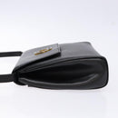 CELINE Shoulder Bag Leather Black Gold Auth 140316-5