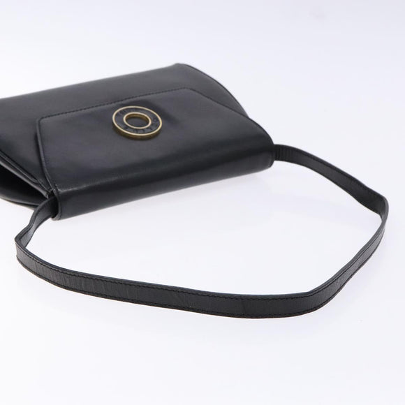 CELINE Shoulder Bag Leather Black Gold Auth 140316