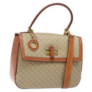CELINE Macadam Canvas Hand Bag PVC 2way Beige Gold Auth 140317-1