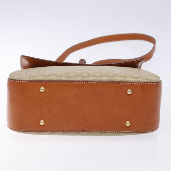 CELINE Macadam Canvas Hand Bag PVC 2way Beige Gold Auth 140317