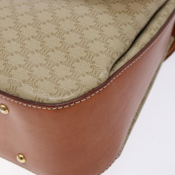 CELINE Macadam Canvas Hand Bag PVC 2way Beige Gold Auth 140317