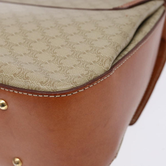 CELINE Macadam Canvas Hand Bag PVC 2way Beige Gold Auth 140317