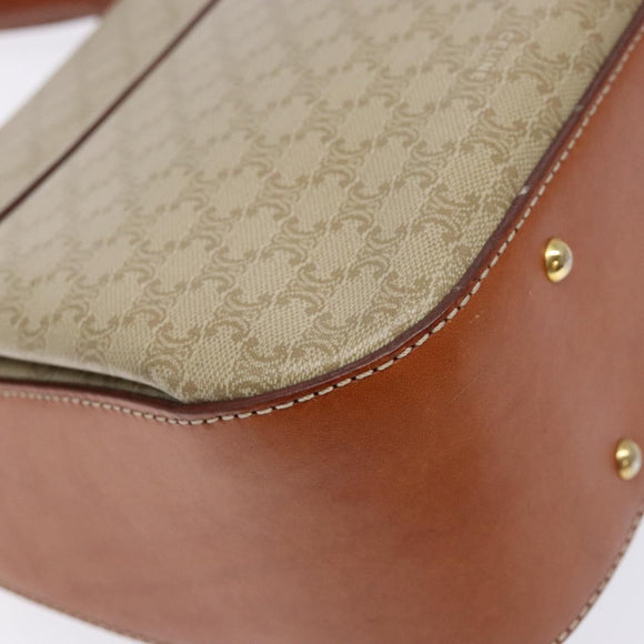 CELINE Macadam Canvas Hand Bag PVC 2way Beige Gold Auth 140317